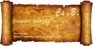 Csanki Balló névjegykártya